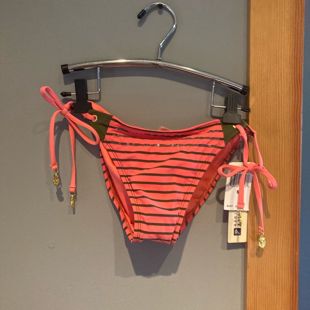 Sperry swim suit bottom bikini gold anchor accents